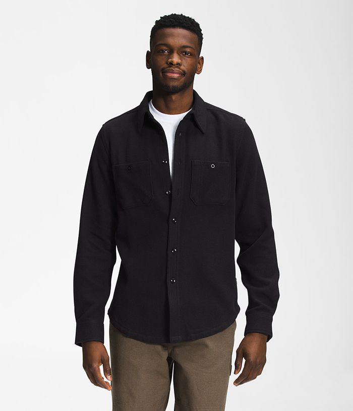 The North Face Shirt Valley Twill Flannel Black - Mens - Thailand CJIDP-4081